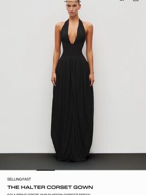 Halter Corset Gown - Black